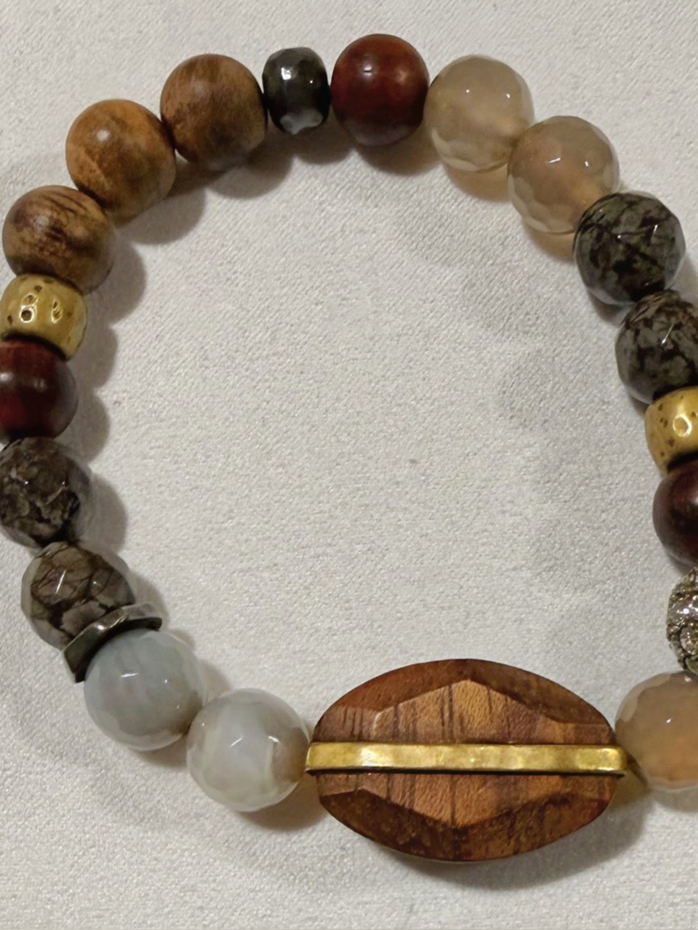Silpada bracelet, rosewood, quartz,cubic zirconia, agate, sterling silver.